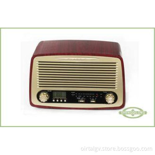 Multifunctional Wooden Classic Retro Radio With Alarm Clock